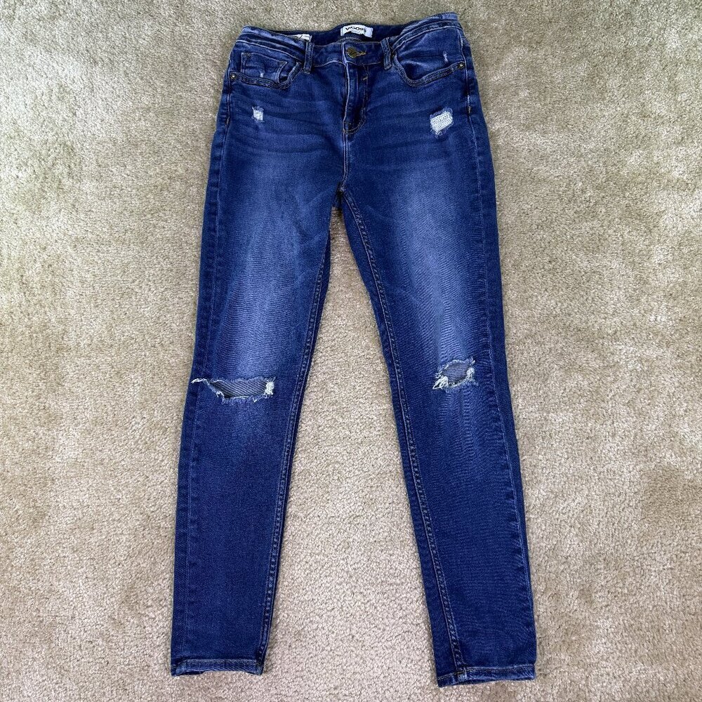 Vigoss Womens Sz 29 Blue Stretch Thompson Tomboy Distressed Jeans 29x27 E681